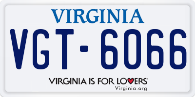 VA license plate VGT6066