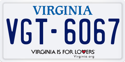 VA license plate VGT6067