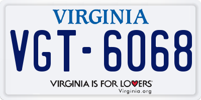 VA license plate VGT6068