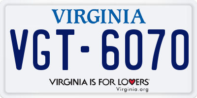 VA license plate VGT6070