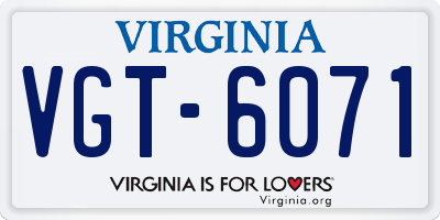 VA license plate VGT6071