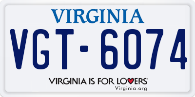 VA license plate VGT6074