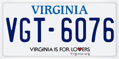 VA license plate VGT6076