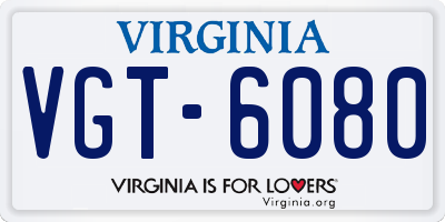 VA license plate VGT6080