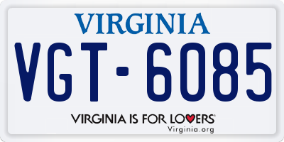VA license plate VGT6085