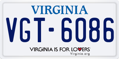 VA license plate VGT6086