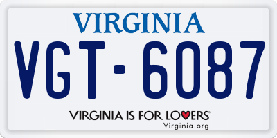 VA license plate VGT6087
