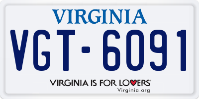 VA license plate VGT6091