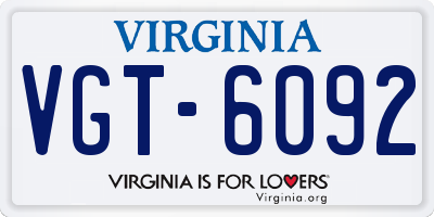 VA license plate VGT6092