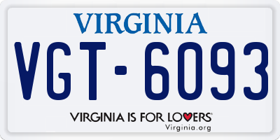 VA license plate VGT6093