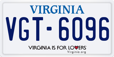 VA license plate VGT6096