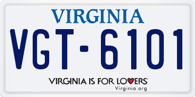 VA license plate VGT6101