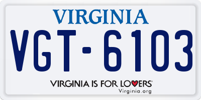 VA license plate VGT6103
