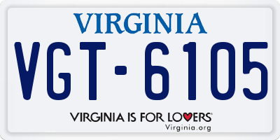 VA license plate VGT6105