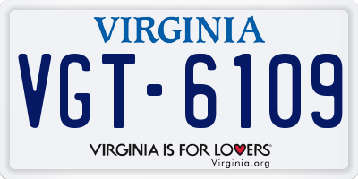 VA license plate VGT6109