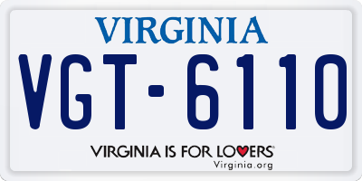 VA license plate VGT6110
