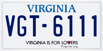 VA license plate VGT6111