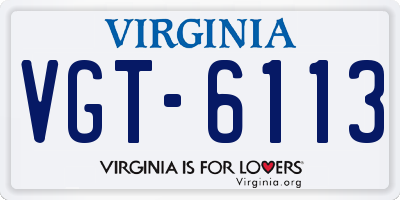 VA license plate VGT6113