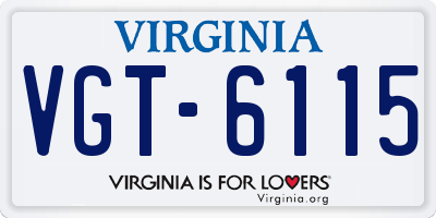 VA license plate VGT6115