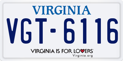 VA license plate VGT6116