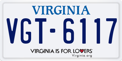 VA license plate VGT6117