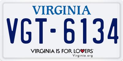 VA license plate VGT6134