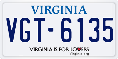VA license plate VGT6135