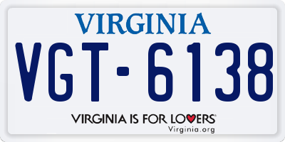 VA license plate VGT6138