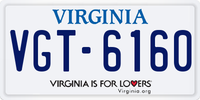 VA license plate VGT6160