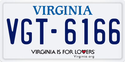 VA license plate VGT6166
