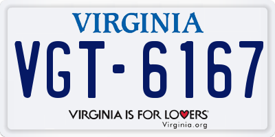 VA license plate VGT6167