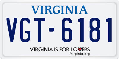 VA license plate VGT6181