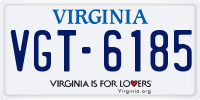 VA license plate VGT6185