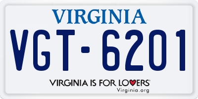 VA license plate VGT6201