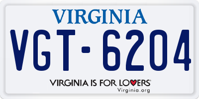 VA license plate VGT6204