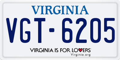 VA license plate VGT6205