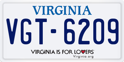 VA license plate VGT6209