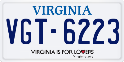VA license plate VGT6223