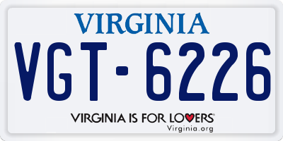 VA license plate VGT6226