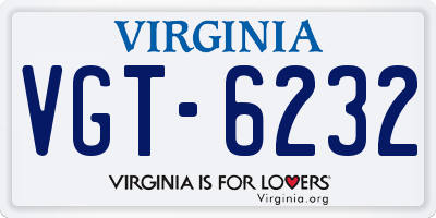VA license plate VGT6232