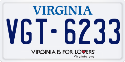 VA license plate VGT6233