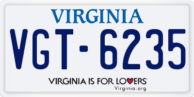VA license plate VGT6235