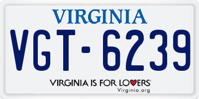 VA license plate VGT6239