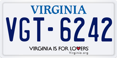 VA license plate VGT6242