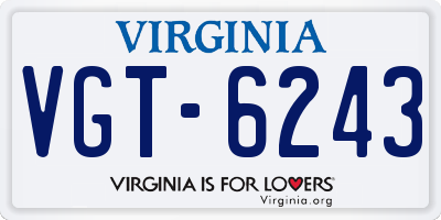 VA license plate VGT6243