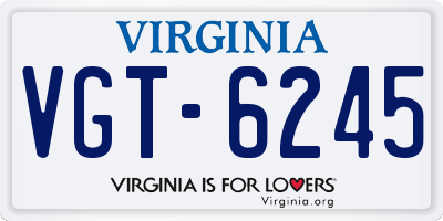 VA license plate VGT6245