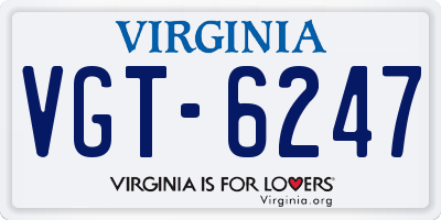 VA license plate VGT6247