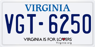 VA license plate VGT6250