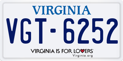 VA license plate VGT6252