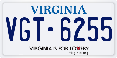 VA license plate VGT6255